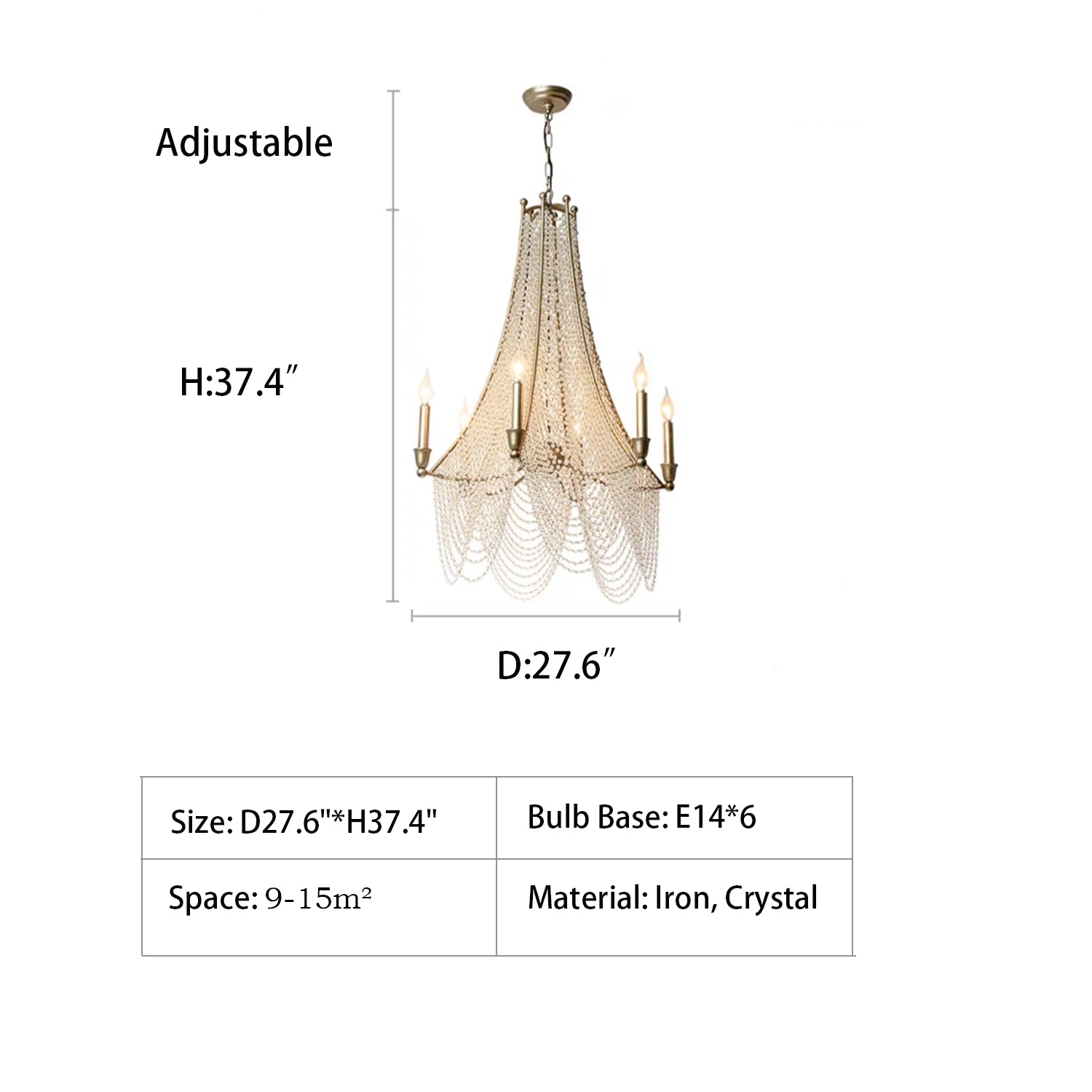 Extra Large European Crystal Beaded Chandelier Candle Light for Stairs / Duplex / Villa