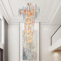 Dora Raindrop Colorful Crystal Staircase Chandelier