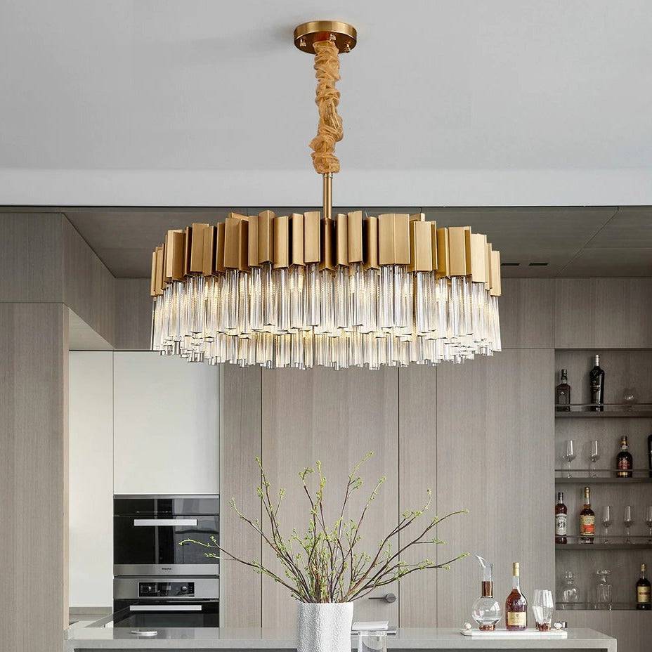 Milano Brushed Gold Crystal Chandelier Main image