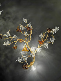 Brass Branch Artistic Flower Crystal Chandelier For Dining Room Living Room Kitchen Island