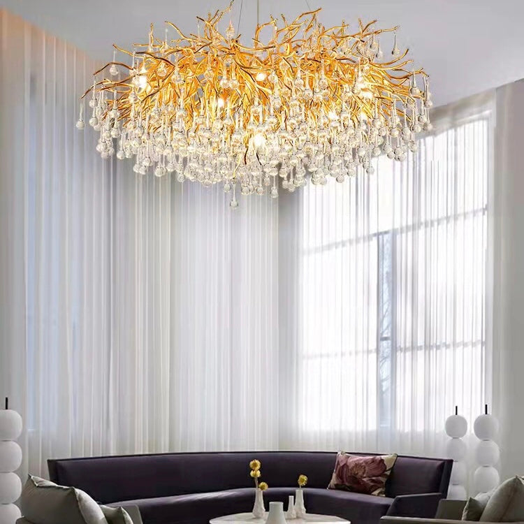 Raindrop Crystal Stunning Tree Branch Crystal Chandelier For Living Dining Room
