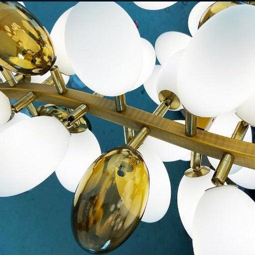 Large Branch Copper Chandelier with Grape Shape