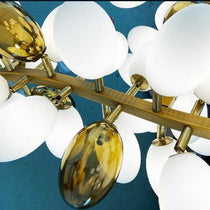 Large Branch Copper Chandelier with Grape Shape