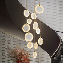 Queenie Alabaster Drop Long Round Chandelier