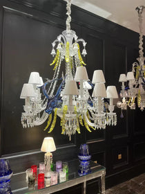 Maria Classic Colorful Candle Branch Blue Deer Crystal Chandelier for Living Room/Dining Room