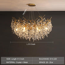 Albero Modern French-Style Branch Crystal Chandelier with Crystal Leaf