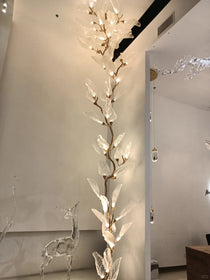 Artistic Bionic Resin Leaves Branch Chandelier