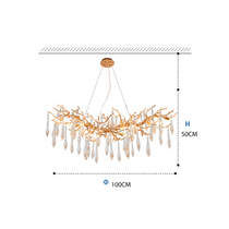 Agnes Raindrop Brass Branch Crystal Chandelier For Dining Room