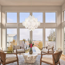 Murano Glass White Disks Chandelier 36