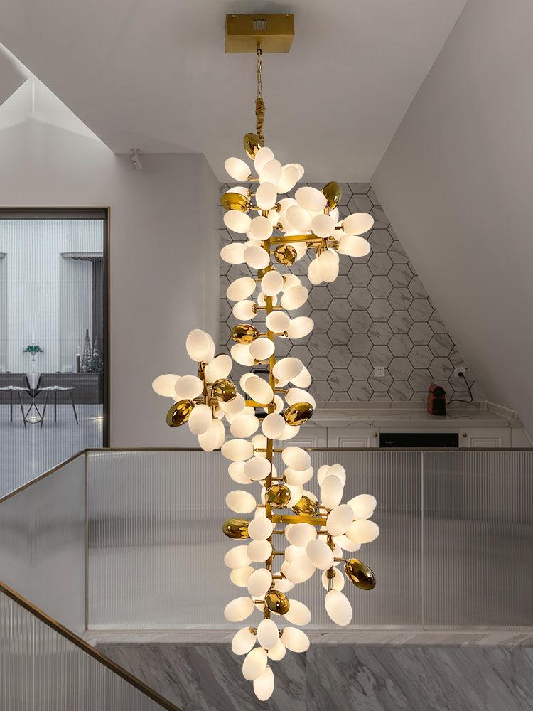 Large Branch Copper Chandelier with Grape Shape