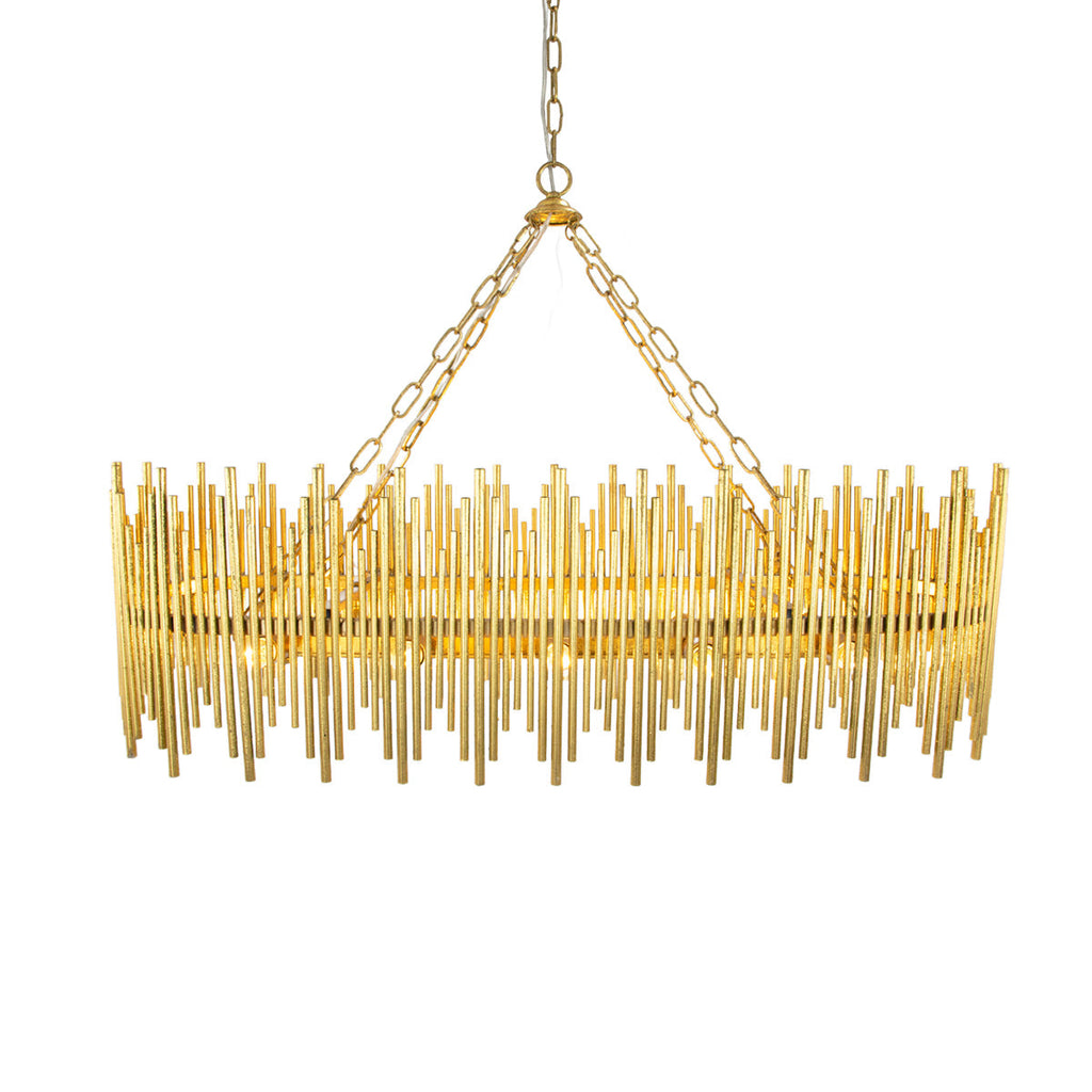 Althely Brass 10 Lights Rectangle Pendant Chandelier