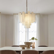 Murano Glass Matte White Chandelier – 36 Tubes