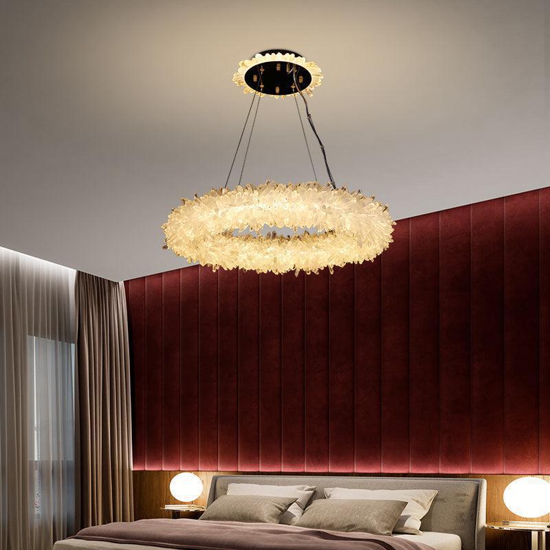 Derek Modern Rock Quartz Crystal Cluster Halo Chandelier