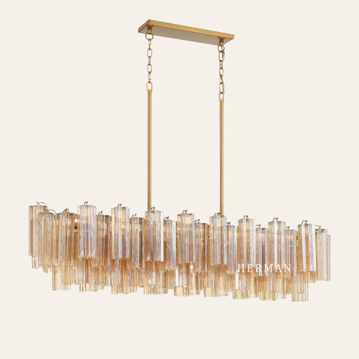 Modern Addis Murano Glass Linear Chandelier 51" - CasaraHouse