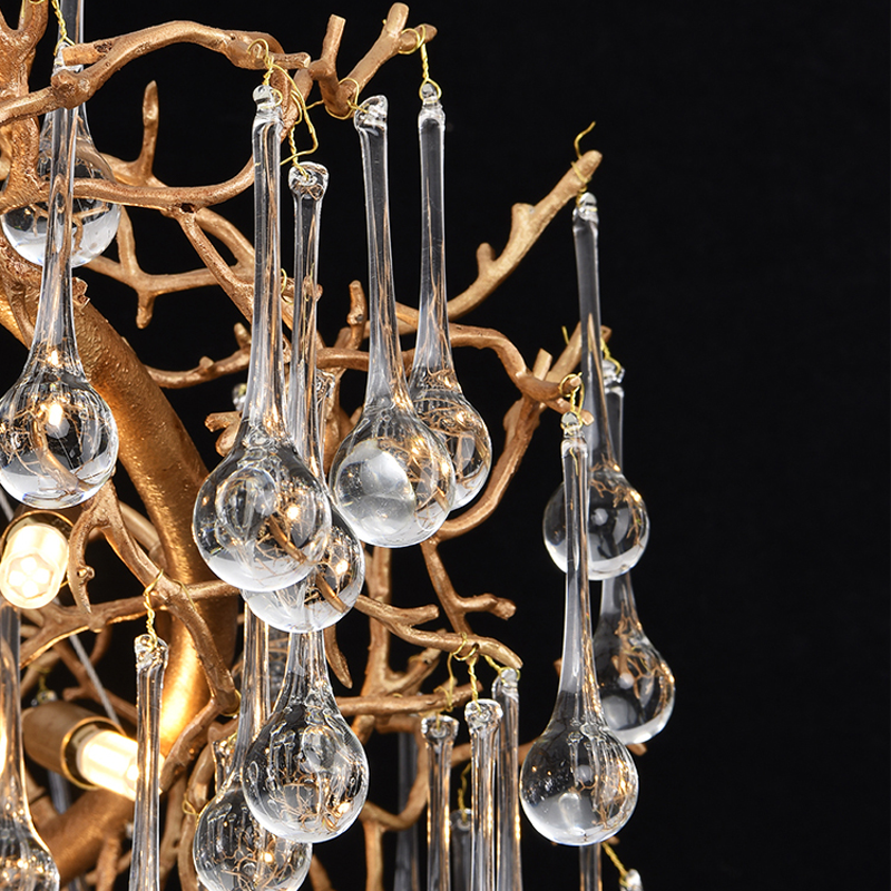 Iris Raindrop Clear Crystal Ring Branch Chandelier