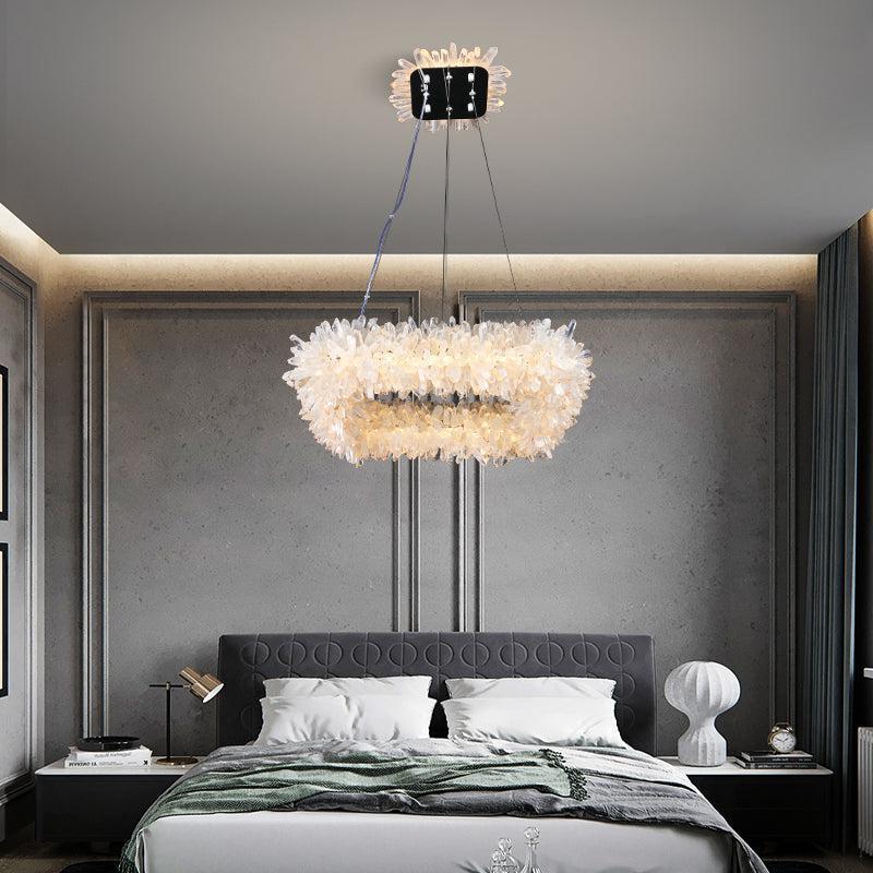 Derek Modern Crystal Cluster Square Chandelier