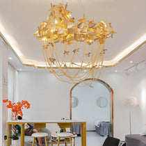 Della Modern Gold Leaf Living Room Chandelier