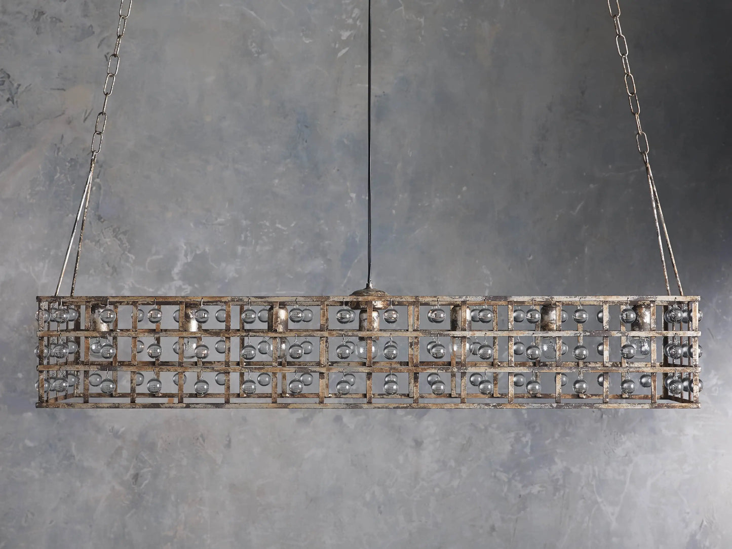 Exquisite La Cage 50" Rectangular Chandelier in Silver - CasaraHouse