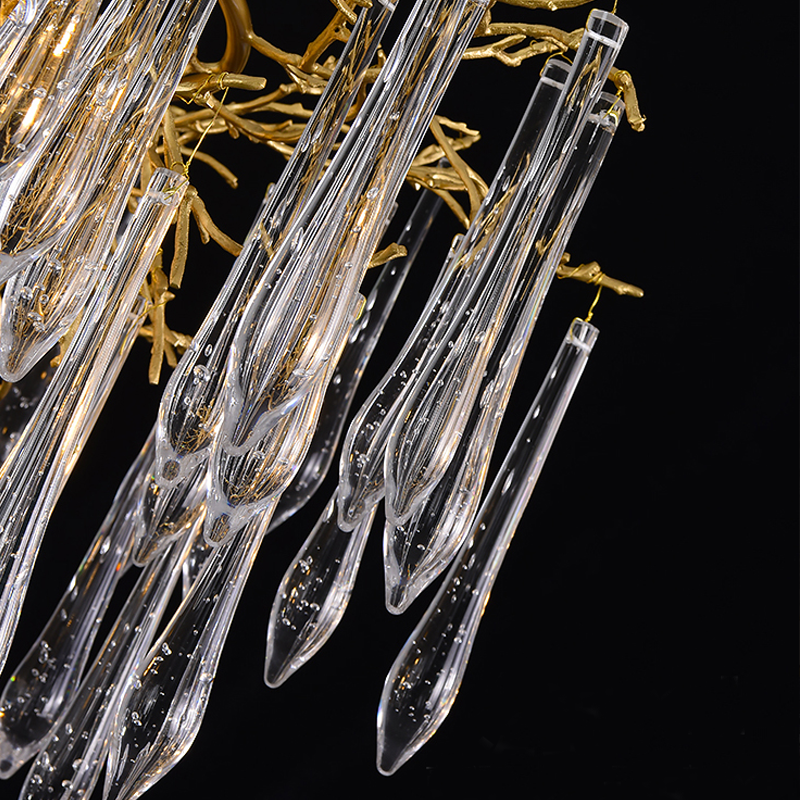 Iris Raindrop Round Branch Crystal Chandelier