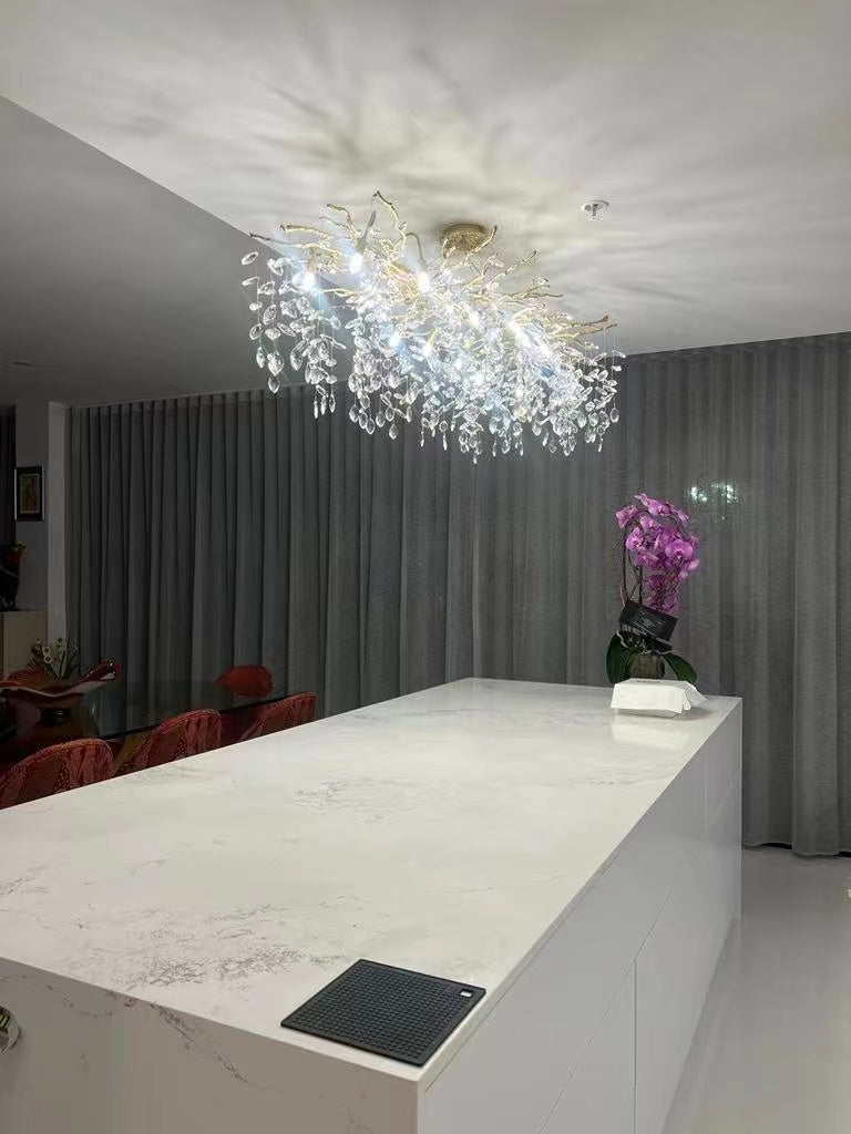 French Branch Elegant Crystal Leaves Chandelier