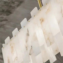 Modern Flake Alabaster Linear Chandelier