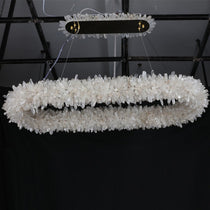 Cervine Quartz Stone Oval Clear Geode Quartz Crystal Chandelier 47"