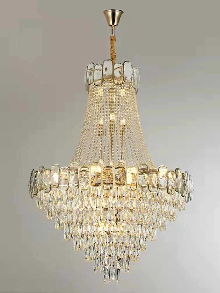Foyer Staircase Chandelier Luxury K9 Crystal Ceiling Light For Living Room / Hallway