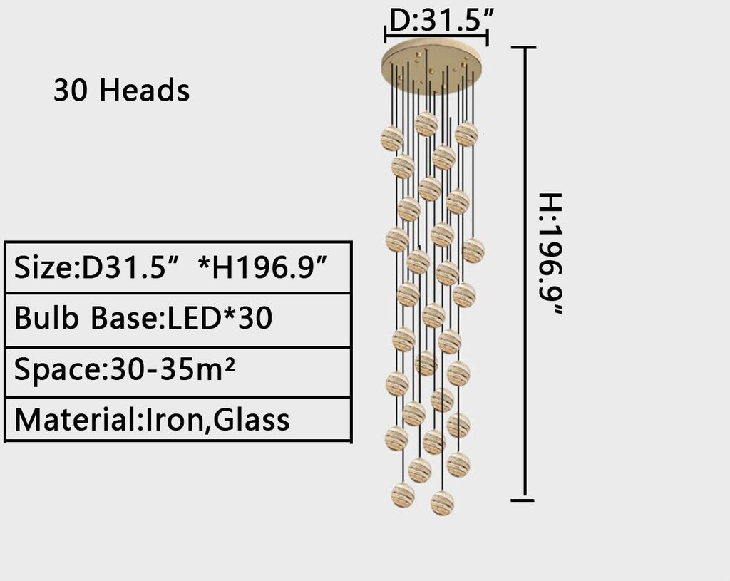 Nordic Planet Creative Long Ball Pendant Chandelier Staircase Foyer
