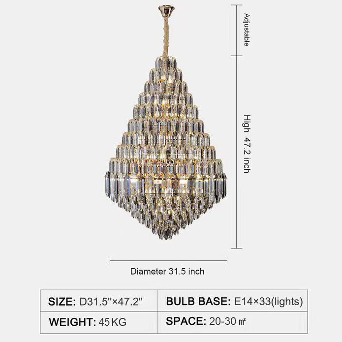 Staircase/Foyer Chandelier With High Clarity Crystals Luxury Ceiling Light