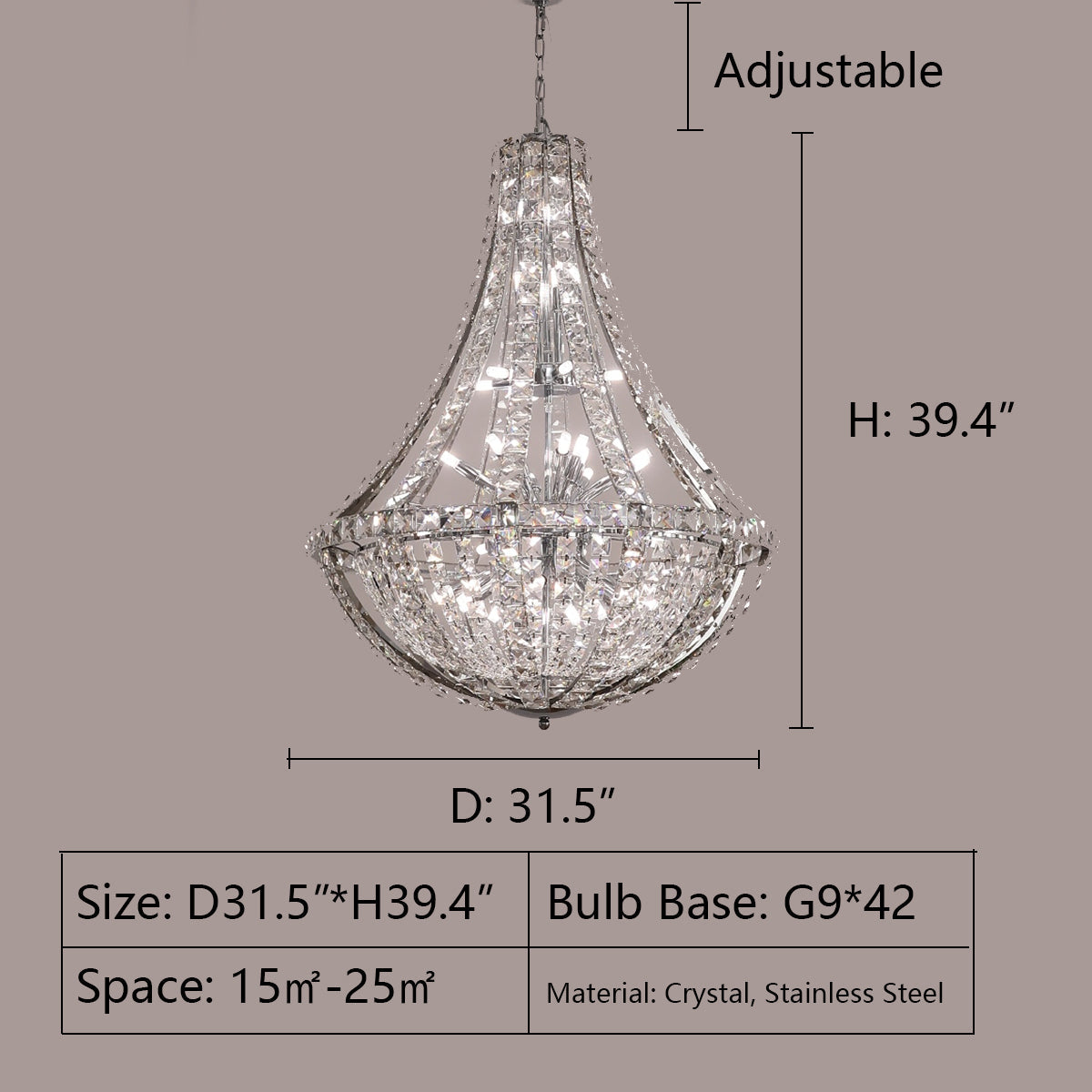 Extra Large Luxury and Elegant Crystal Chandelier for Living Room/Staircase/Foyer/Villa/Duplex Hall