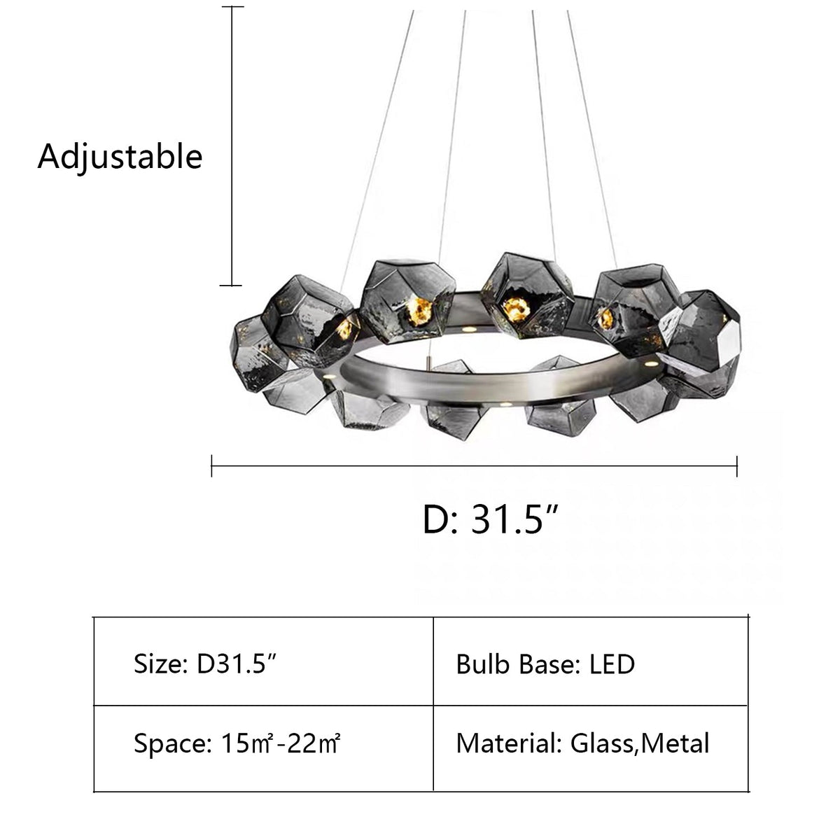 Nordic Minimalist Glass Circle Art Chandelier for Living/Dining Room/Bedroom