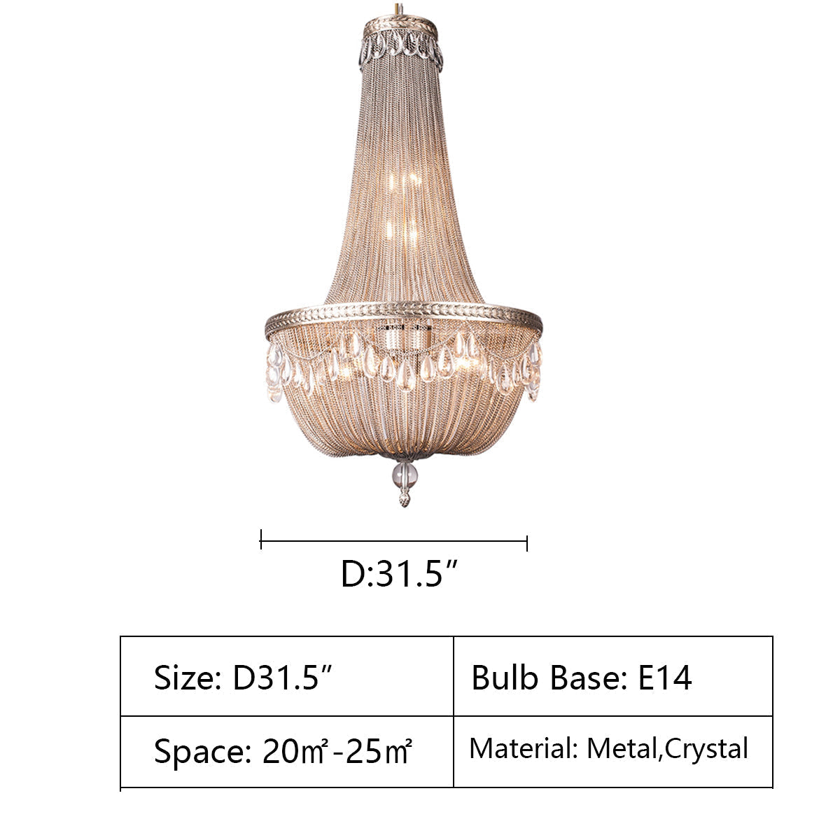 Oversize Modern Metal Art Luxury Crystal Chandelier for Duplex Hall/Staircase/Villa/Foyer