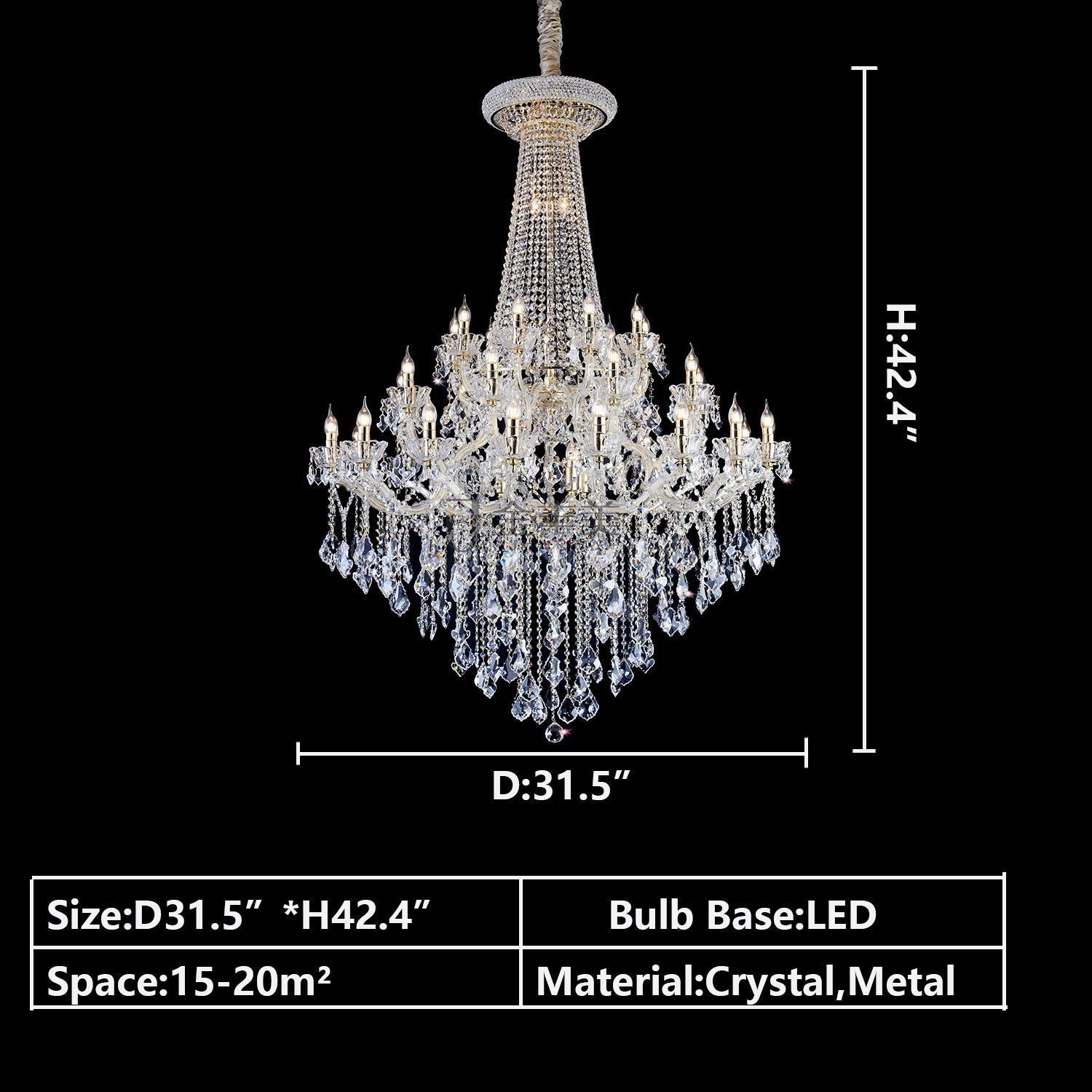 Extra Large French Candle Crystal Branch Chandelier for Foyer and Staircase
