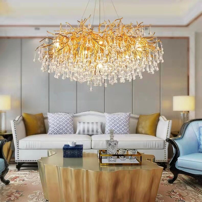 Raindrop Crystal Stunning Tree Branch Crystal Chandelier For Living Dining Room