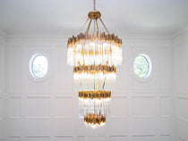 Large Elegant Multi-layers Glam Glass Chandelier for High-ceiling Staircase/Entryway/Living/meeting Room