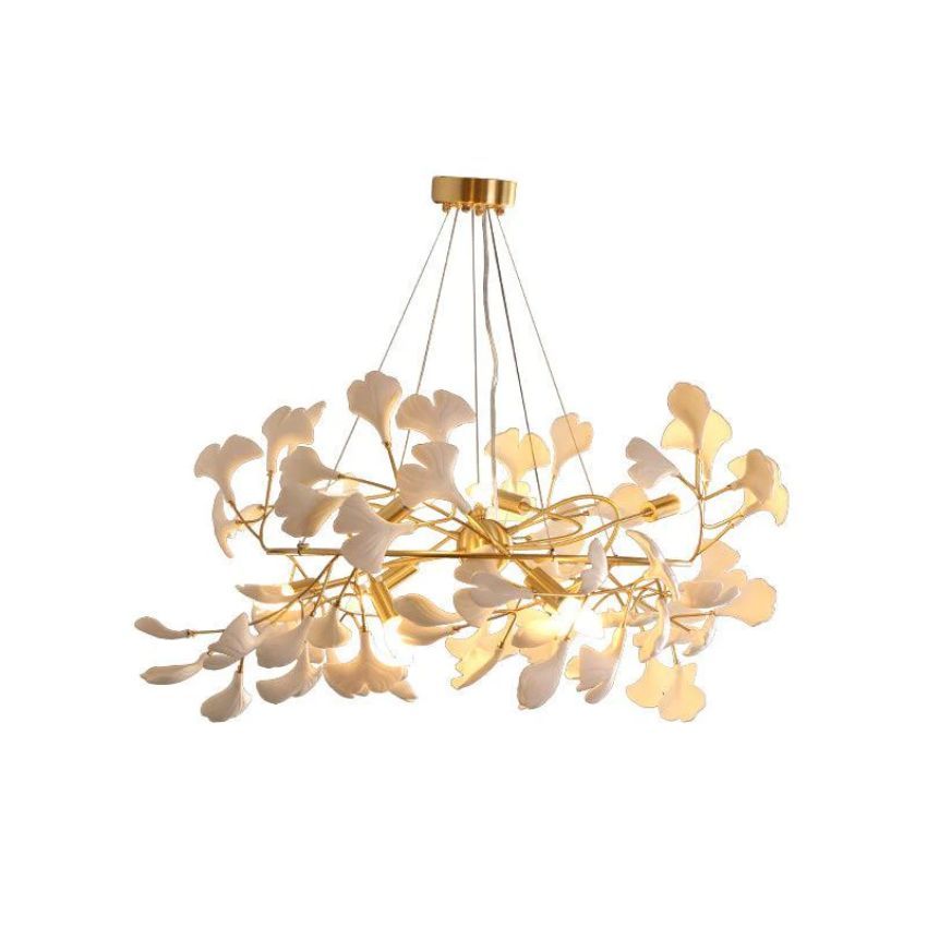 Ceramics Brass Round Branch Chandelier