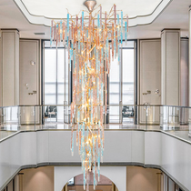 Dora Raindrop Colorful Crystal Staircase Chandelier