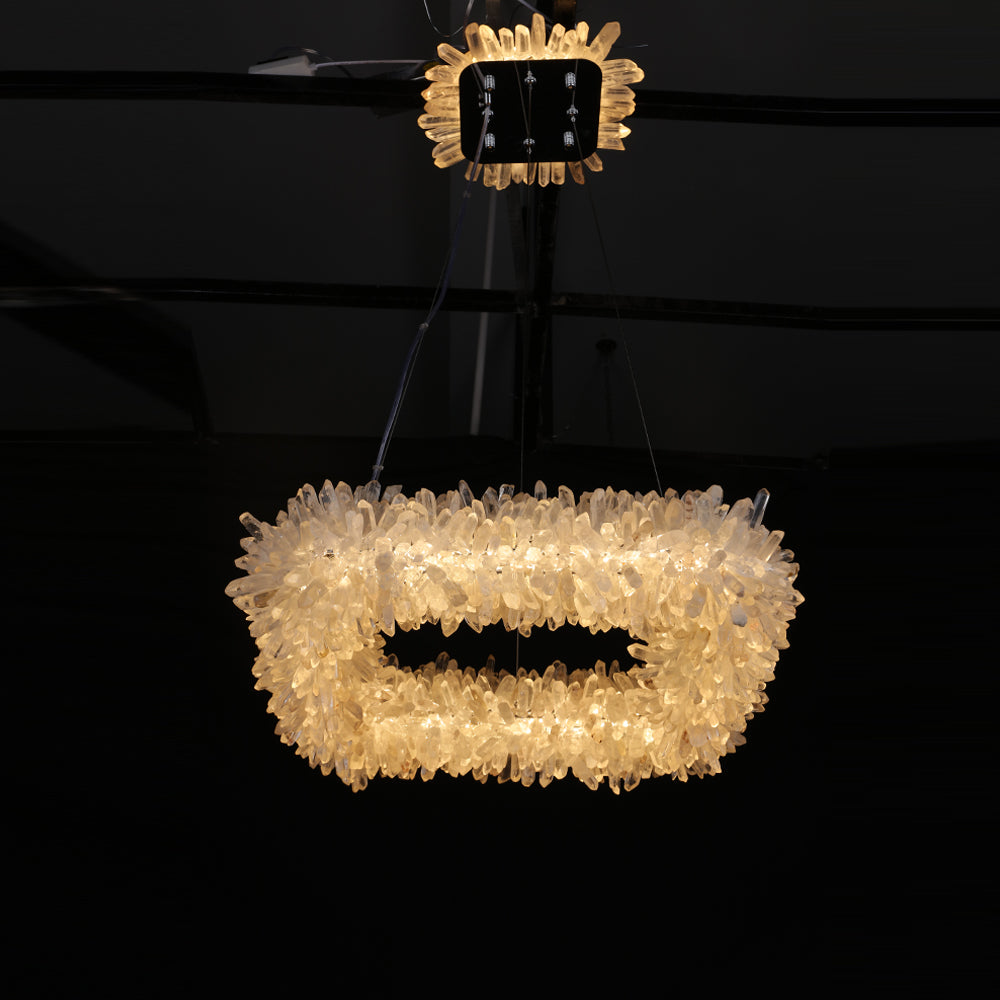 Cervine Quartz Stone Square Geode Quartz Crystal Chandelier