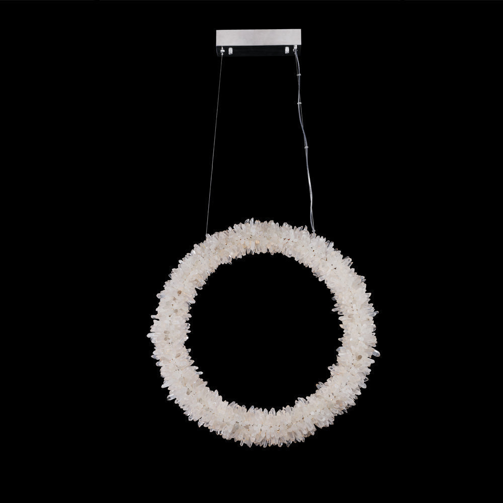 Cervine Quartz Stone Geode Quartz Crystal Chandelier Vertical Hanging Ring Pendant Light