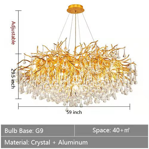Raindrop Crystal Stunning Tree Branch Crystal Chandelier For Living Dining Room