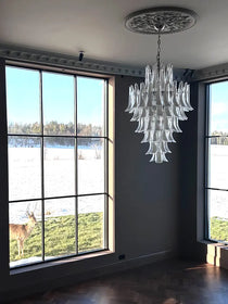 Murano Glass Chandelier – 85 petals – White/Transparent