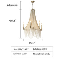 Extra Large European Crystal Beaded Chandelier Candle Light for Stairs / Duplex / Villa