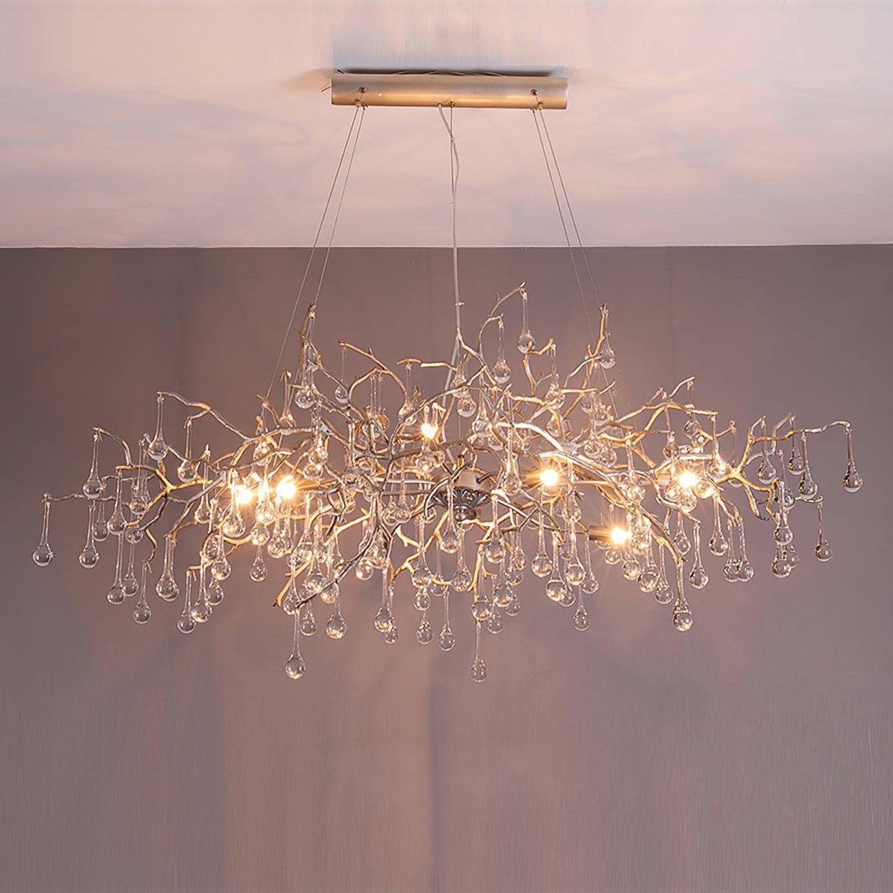 Tina Raindrop Branch Crystal Brass Chandelier