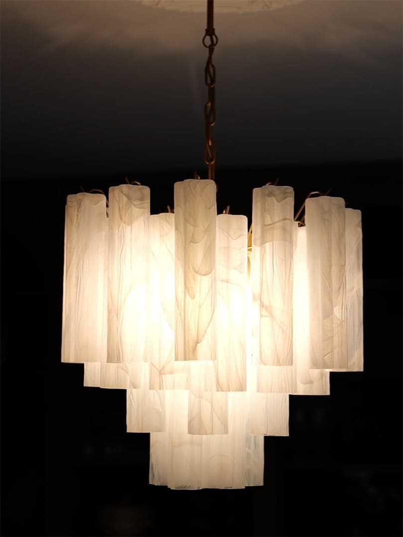 Murano Glass Alabaster White Chandelier – 36 Tubes