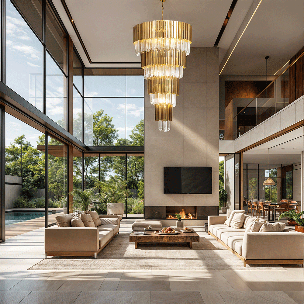Golden Pisa Crystal Chandelier 70'' 78''H Main image