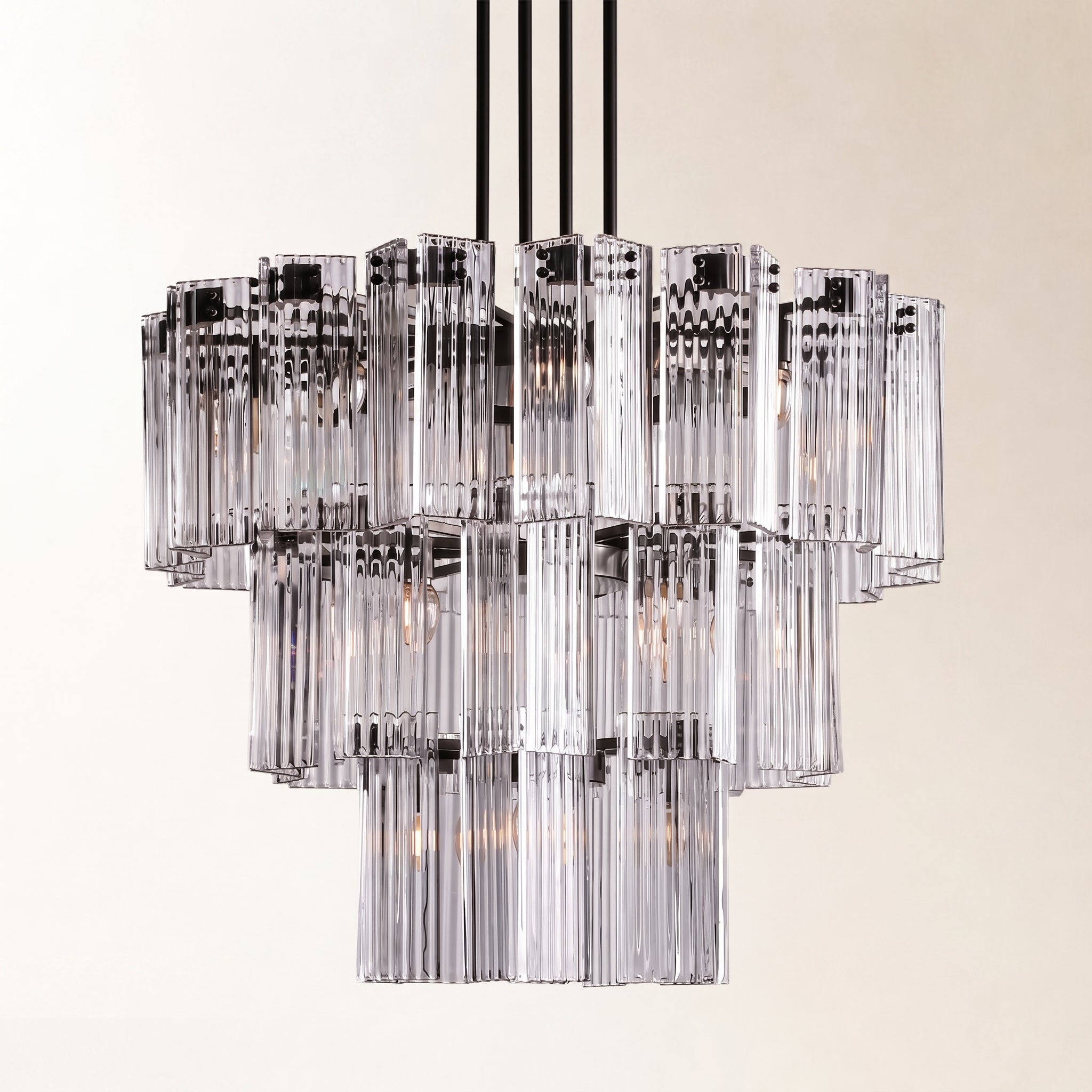 Delsie Round Glass Chandelier 38" 48" 60"