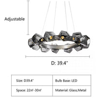 Nordic Minimalist Glass Circle Art Chandelier for Living/Dining Room/Bedroom