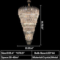 Oversized Multi-layers Luxury Creative Art Crystal Chandelier for Foyer/Staircase/Hallway