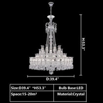 Multi Layer Chrome Crystal Chandelier in French Style with Romantic Branch Flowers for Grand Hallway and Staircase