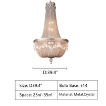 Oversize Modern Metal Art Luxury Crystal Chandelier for Duplex Hall/Staircase/Villa/Foyer